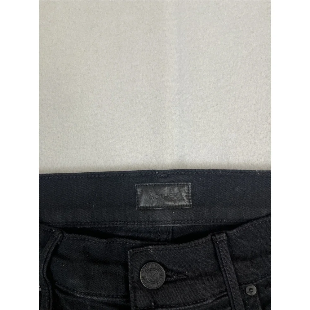 MOTHER Jeans The Rascal Ankle Fray 26x27 Black Guilty As Sin Straight Distressed